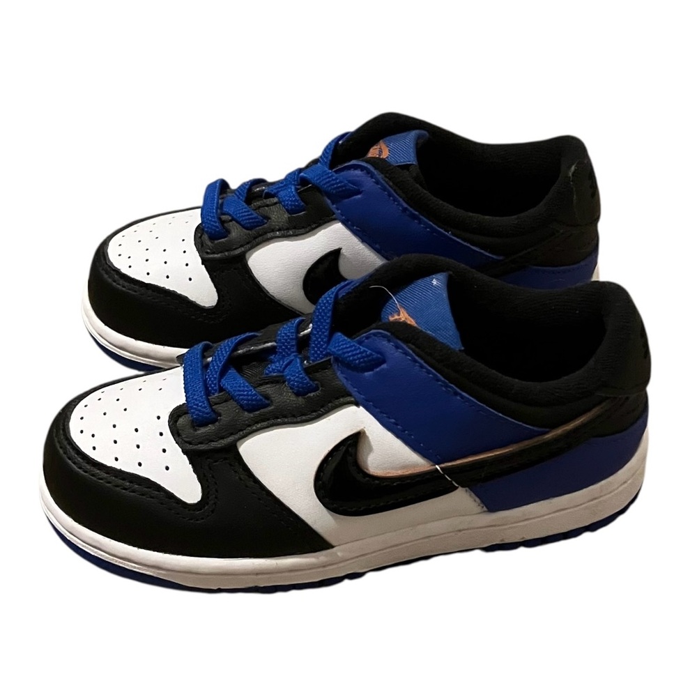 Toddler Nike Dunk Low Black White and Blue